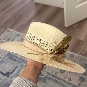 Twister Cream Hat with Feather Detail